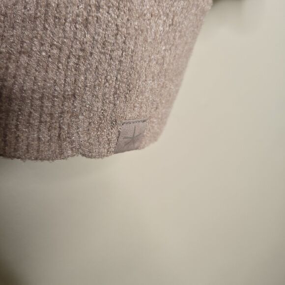 Barefoot Dreams Cozychic Ultra Lite Dockside Pullover Knit Sweater Tan Size L - Picture 8 of 11